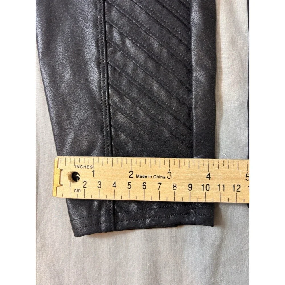Spanx Leggings Large Faux Leather Moto Metallic Contoured Biker Baddie - Picture 3 of 7